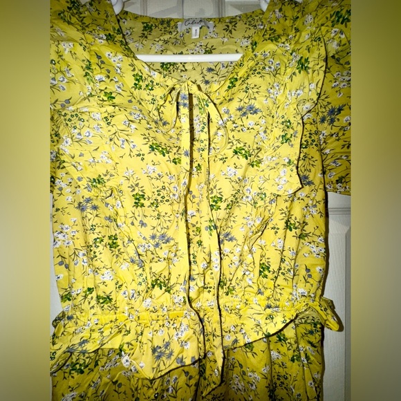 Calista boho Floral Yellow Midi ruffle Dress. Size Small. VGUC. - Picture 3 of 12
